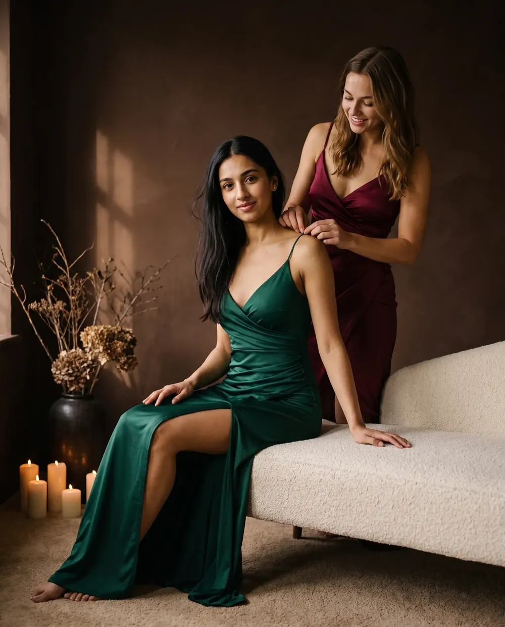 Two of our house models getting ready for an evening out