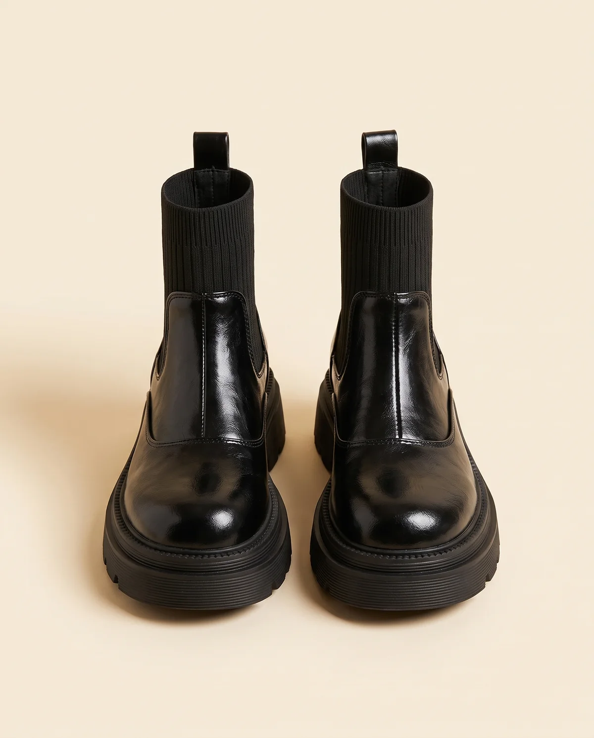 Chunky Platform Chelsea Boot in Black, product shot on a plain background