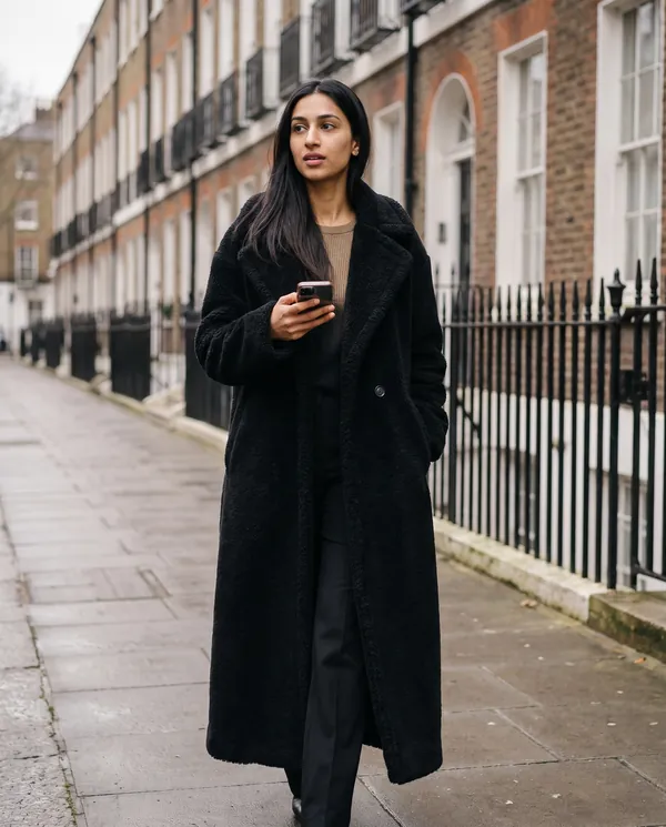 Satin Eve styling: Maxi Teddy Coat