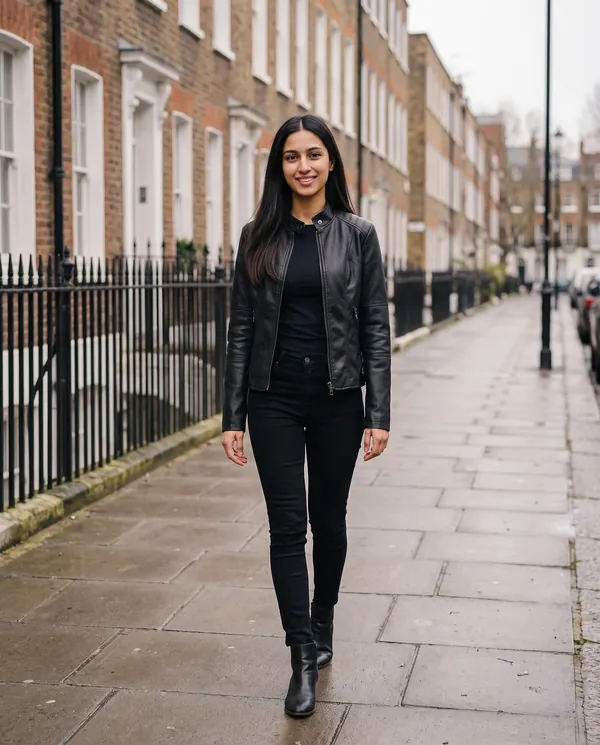Satin Eve styling: Faux Leather Slim Stand-Collar Biker Jacket