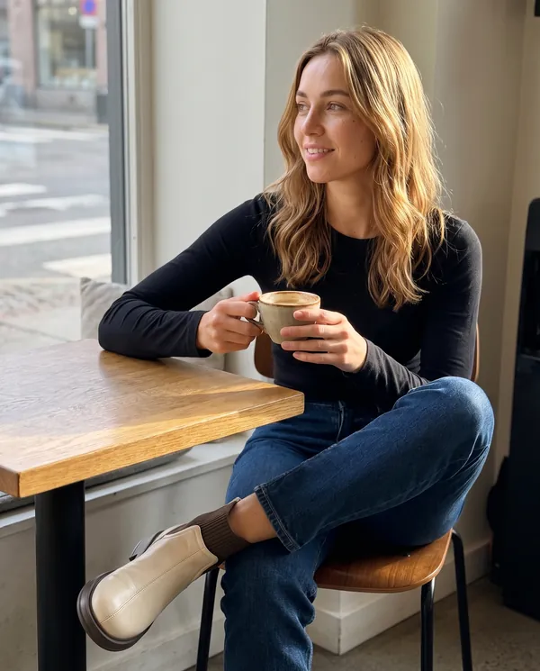 Satin Eve styling: Knit-Panel Chelsea Ankle Boot