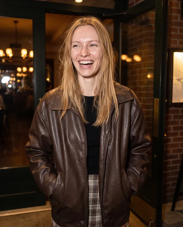 Satin Eve styling: Faux Leather Collared Bomber Jacket