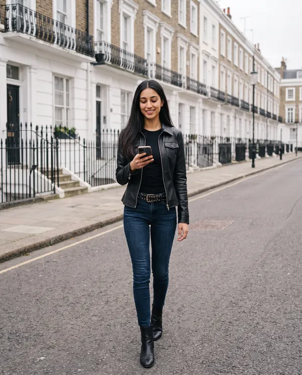 Satin Eve styling: Faux Leather Fitted Zip Shacket