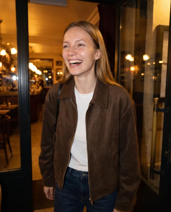 Satin Eve styling: Faux Suede Collared Zip Jacket
