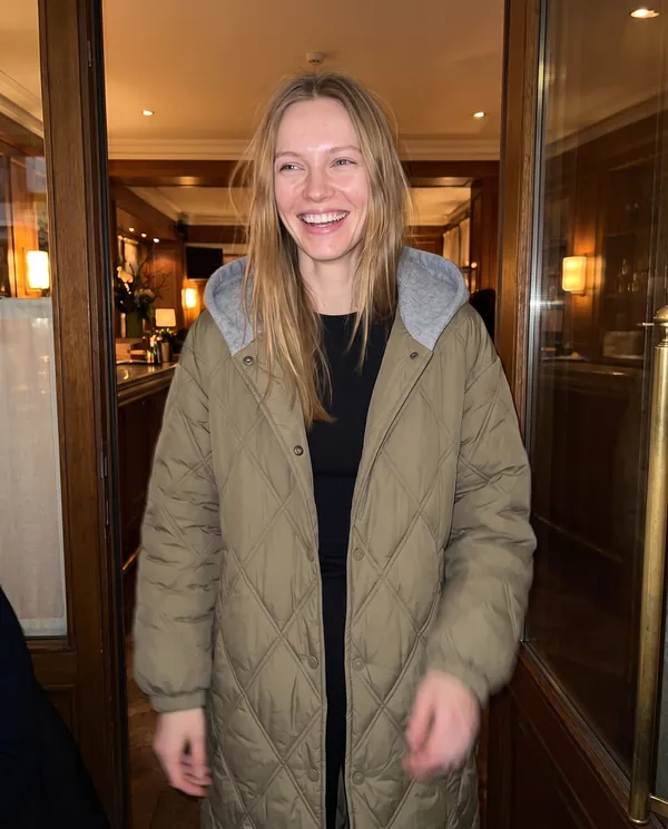 Satin Eve styling: Diamond-Quilted Coat with Jersey Hood