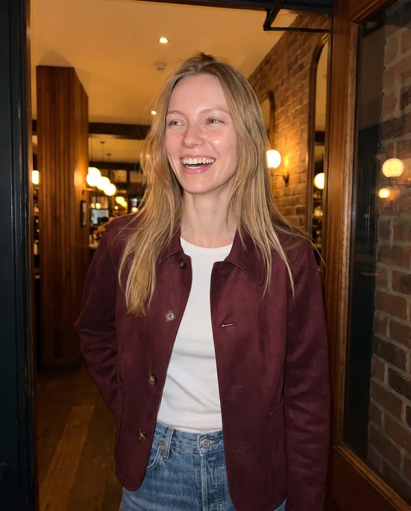 Satin Eve styling: Faux Suede Collared Button Jacket