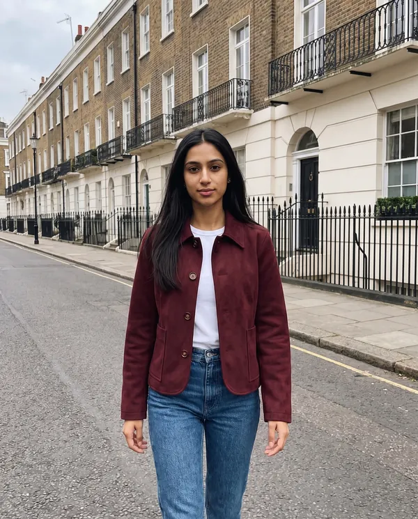Satin Eve styling: Faux Suede Collared Button Jacket