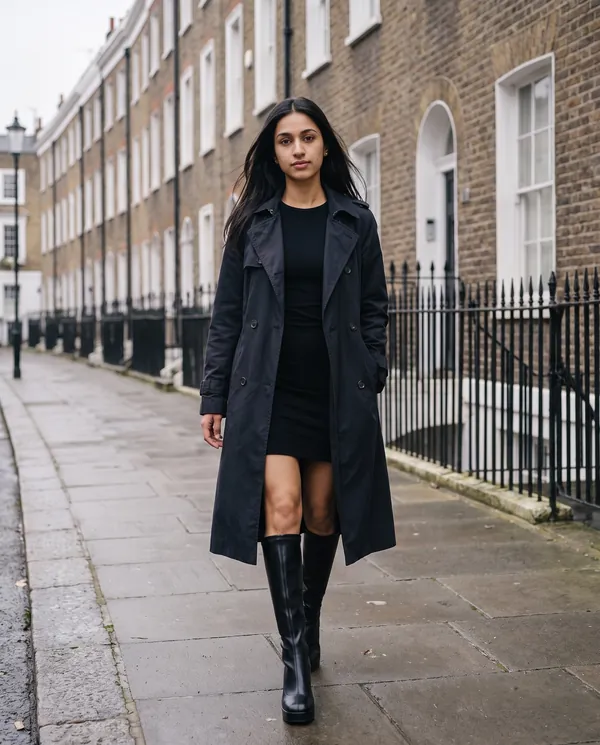 Satin Eve styling: Platform Stretch Knee-High Boot