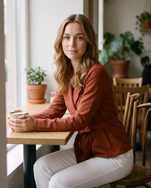 Satin Eve styling: Faux Suede Tie-Waist Wrap Jacket