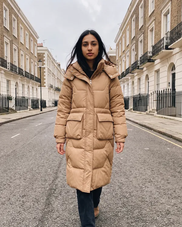 Satin Eve styling: Hooded Puffer Coat with Patch Pockets