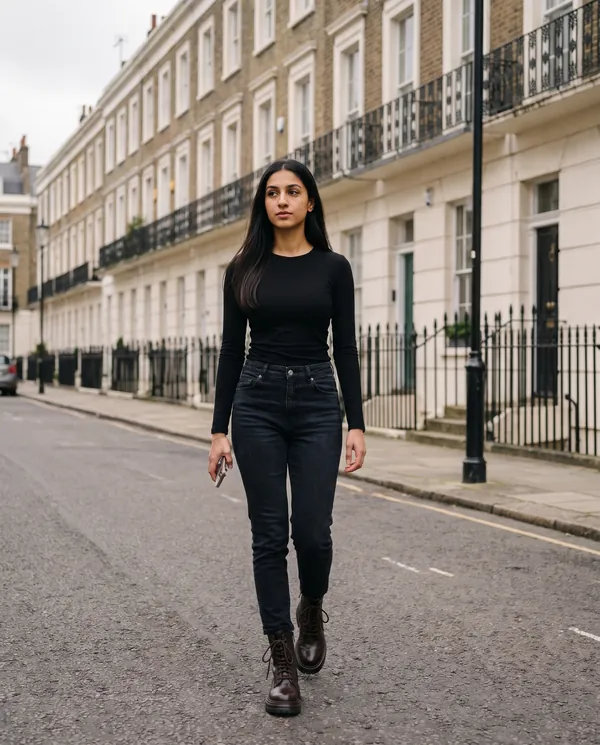 Satin Eve styling: Chunky Lace-Up Combat Ankle Boot
