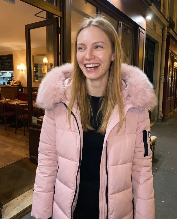 Satin Eve styling: Pink Puffer Parka with Fur-Trim Hood