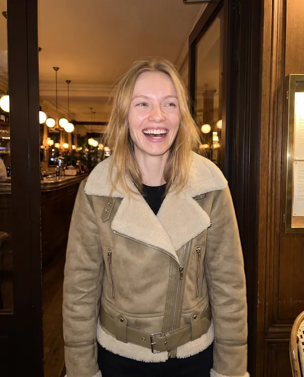 Satin Eve styling: Faux Suede Biker Jacket with Faux Shearling Lapel