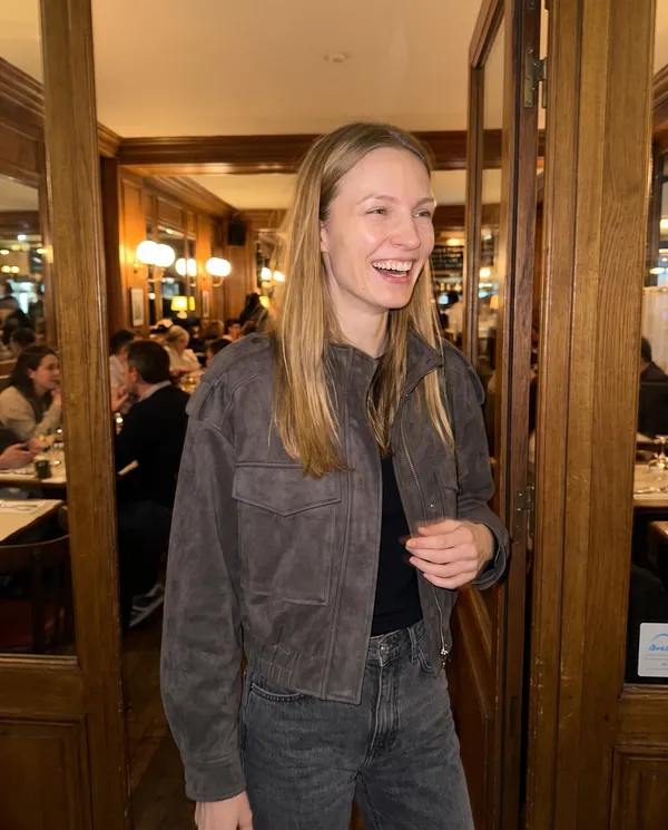 Satin Eve styling: Faux Suede Cargo-Pocket Bomber Jacket