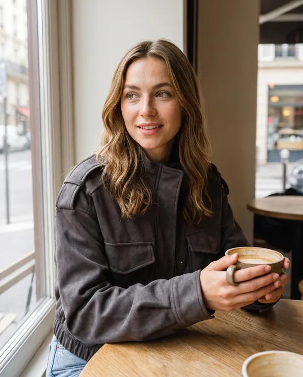 Satin Eve styling: Faux Suede Cargo-Pocket Bomber Jacket