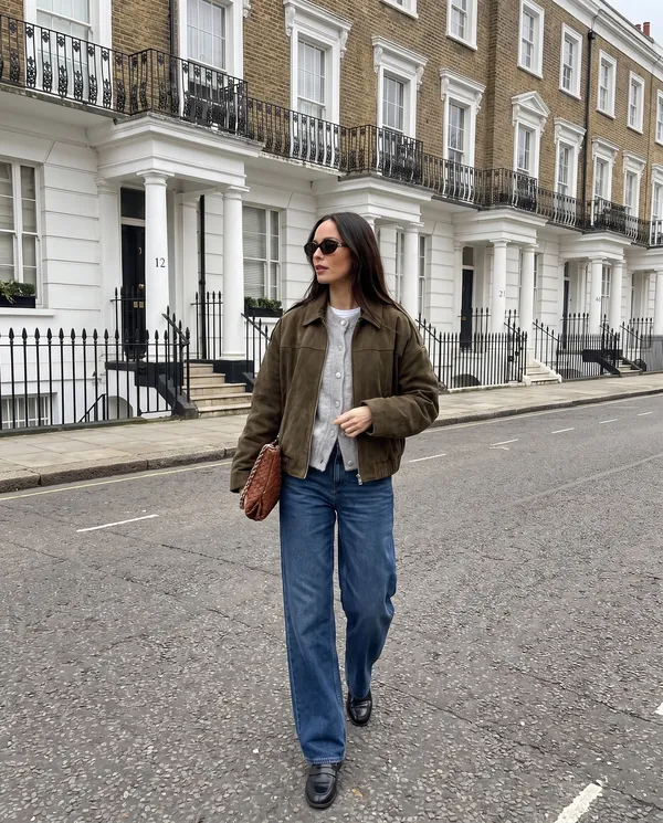 Satin Eve styling: Faux Suede Collared Bomber Jacket