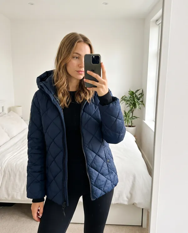 Satin Eve styling: Diamond-Quilted Hooded Jacket