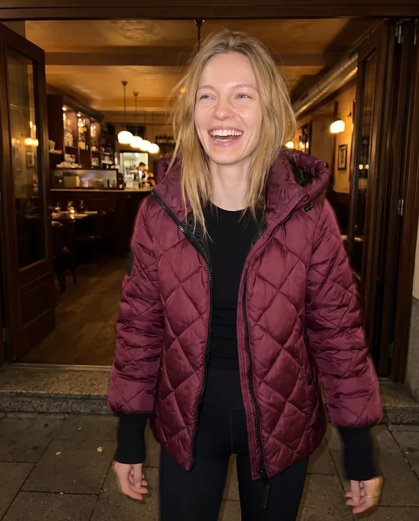 Satin Eve styling: Diamond-Quilted Hooded Jacket