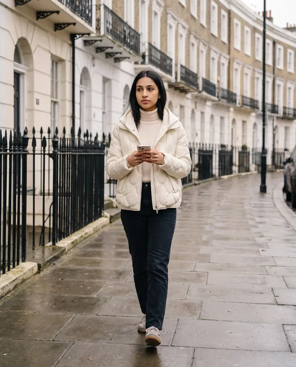 Satin Eve styling: Quilted Puffer Jacket with Knit Hood