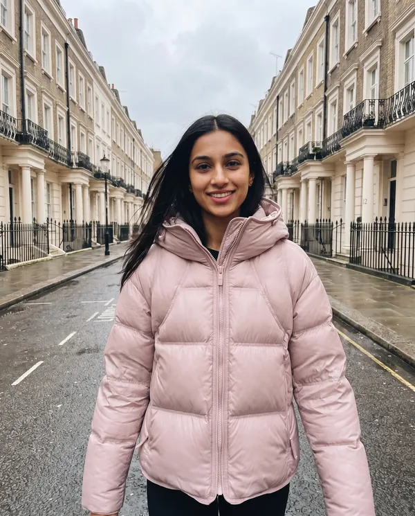 Satin Eve styling: Short Hooded Puffer Jacket