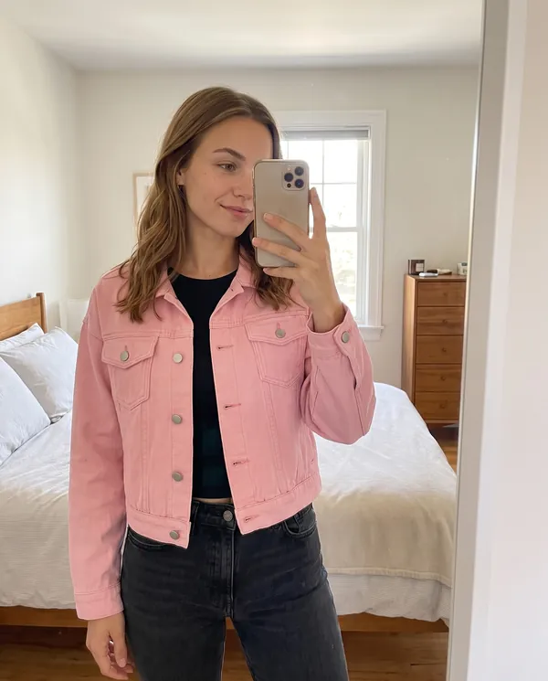 Satin Eve styling: Cropped Denim Trucker Jacket