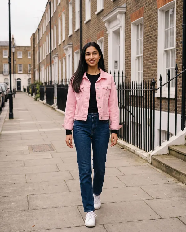 Satin Eve styling: Cropped Denim Trucker Jacket