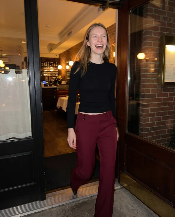 Satin Eve styling: Low-Rise Tailored Wide-Leg Trousers