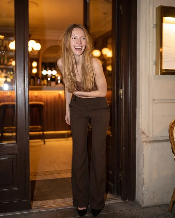 Satin Eve styling: Low-Rise Tailored Wide-Leg Trousers