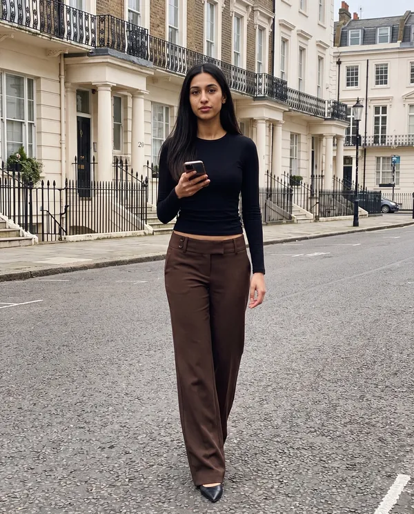 Satin Eve styling: Low-Rise Tailored Wide-Leg Trousers
