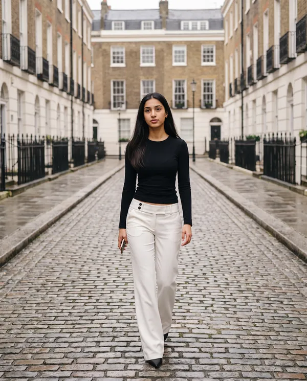 Satin Eve styling: Low-Rise Tailored Wide-Leg Trousers