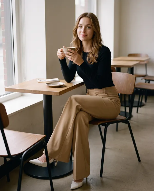 Satin Eve styling: High-Waist Flared Tailored Trousers