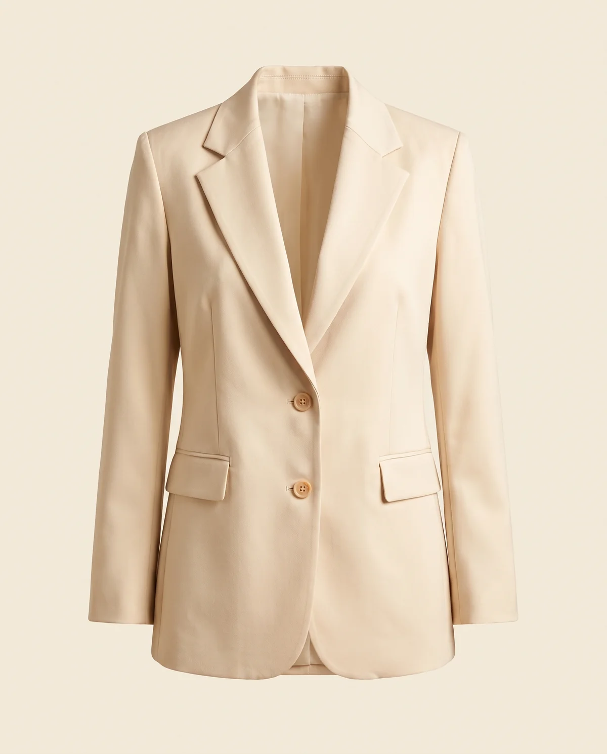 Tailored Single-Breasted Blazer in Cream, product shot on a plain background
