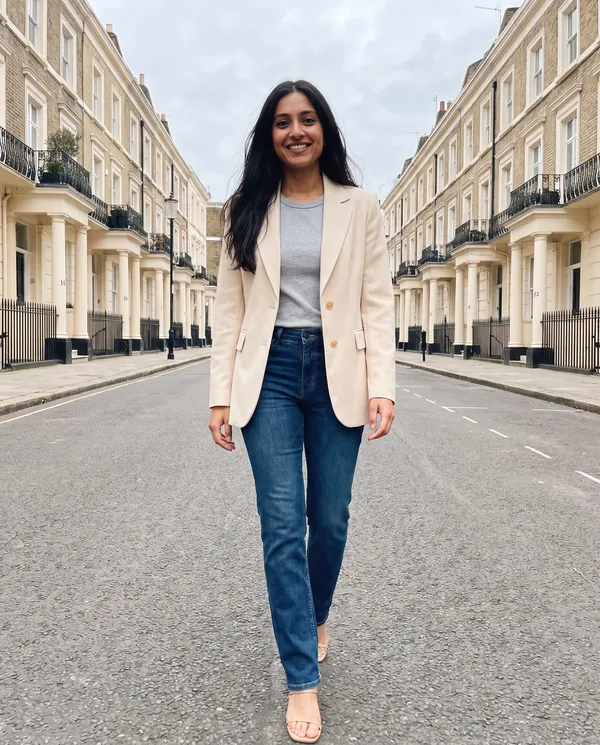 Satin Eve styling: Tailored Single-Breasted Blazer