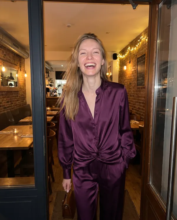 Satin Eve styling: Satin Stand-Collar Shirt and Wide-Leg Trouser Set