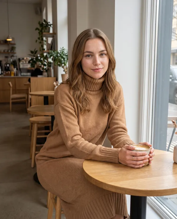 Satin Eve styling: Turtleneck Knit Midi Dress
