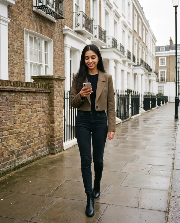 Satin Eve styling: Cropped One-Button Blazer