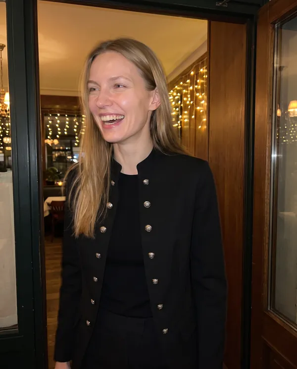 Satin Eve styling: Military Double-Breasted Blazer