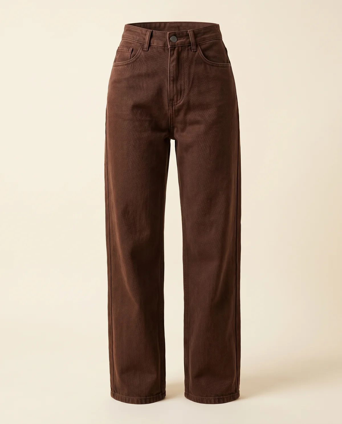 High-Rise Straight-Leg Jeans in Chocolate, product shot on a plain background