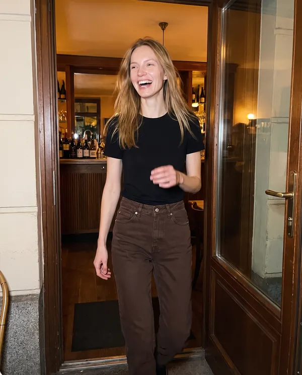 Satin Eve styling: High-Rise Straight-Leg Jeans