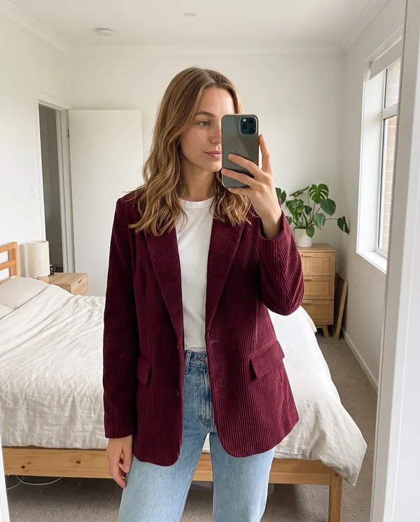 Satin Eve styling: Corduroy Relaxed Blazer
