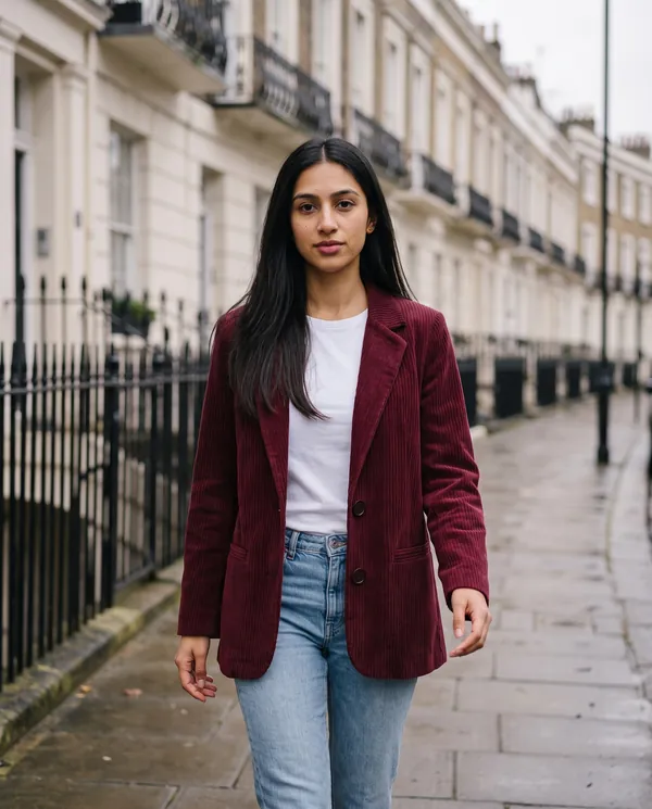 Satin Eve styling: Corduroy Relaxed Blazer