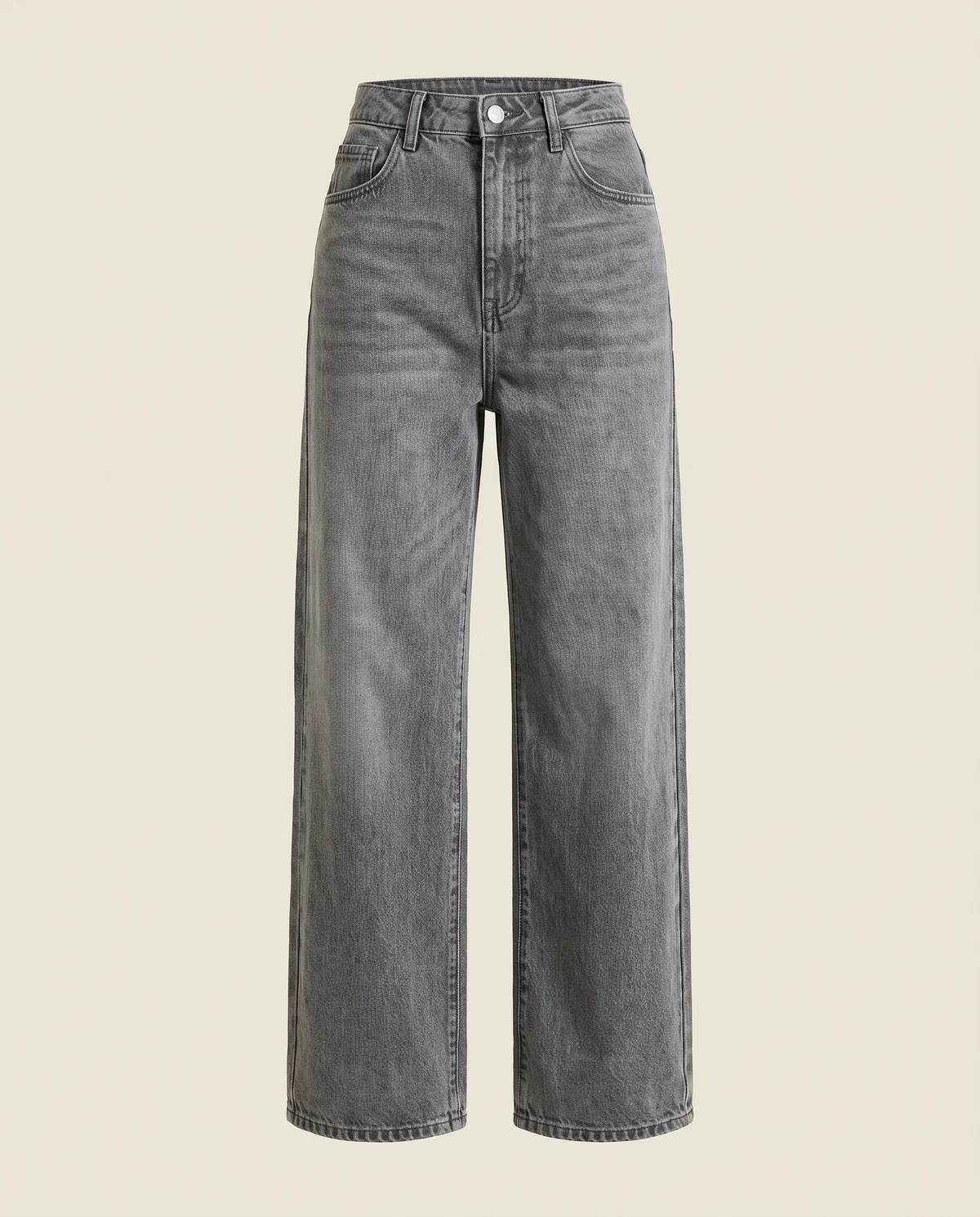 Washed Wide-Leg Jeans in Washed Grey, product shot on a plain background