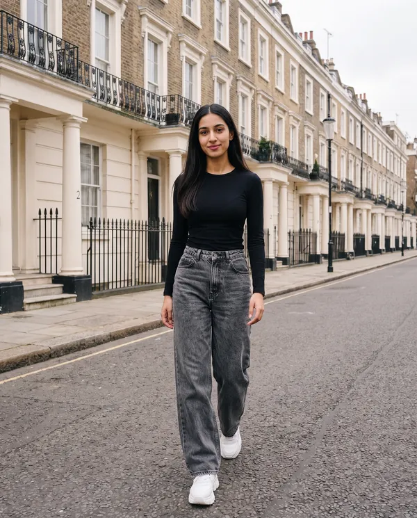 Satin Eve styling: Washed Wide-Leg Jeans