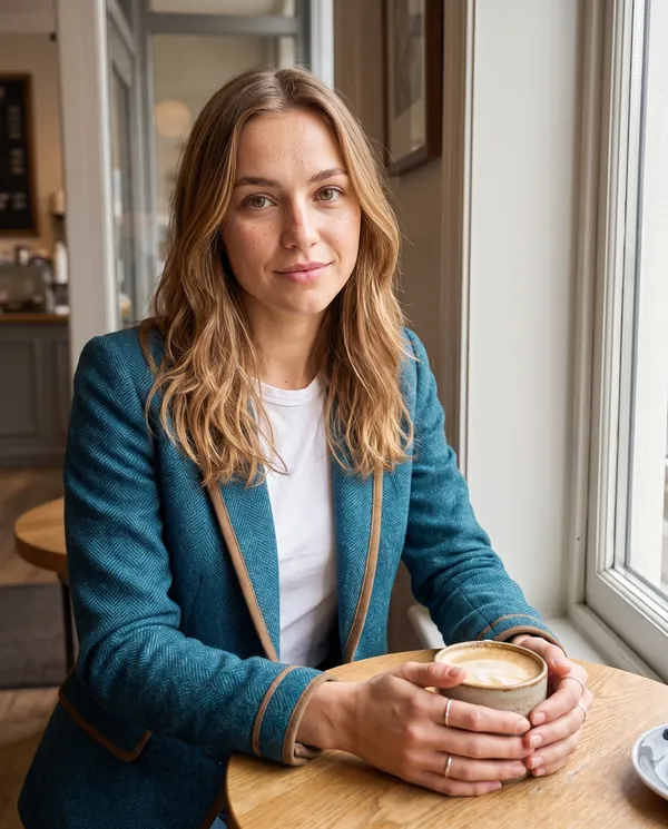 Satin Eve styling: Herringbone Blazer with Contrast Trim