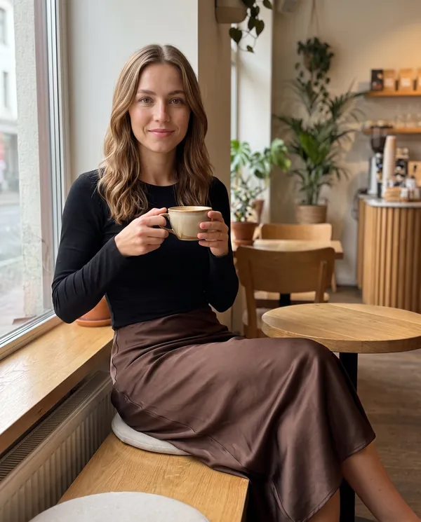 Satin Eve styling: Satin Bias-Cut Midi Skirt