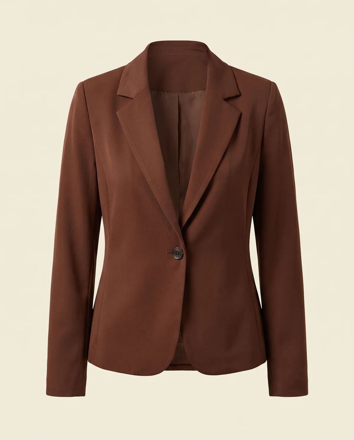 Soft Crepe-Look Blazer in Chocolate, product shot on a plain background