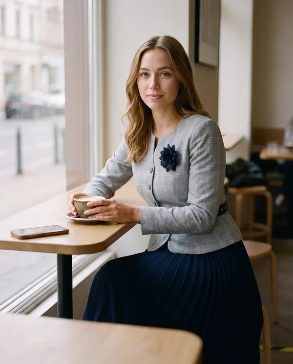 Satin Eve styling: Peplum Blazer and Pleated Midi Skirt Set