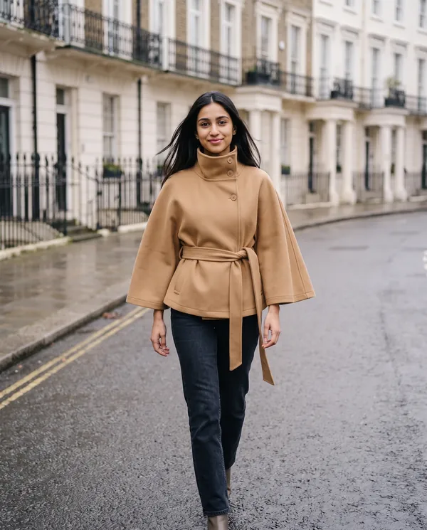 Satin Eve styling: Belted Cape Jacket