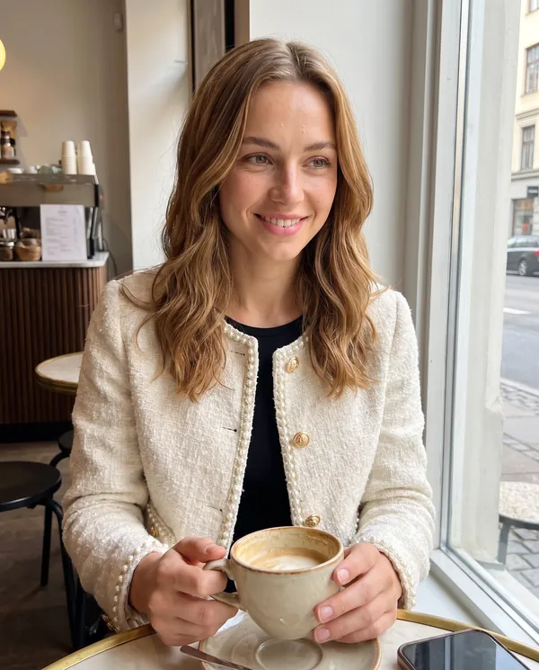 Satin Eve styling: Pearl-Trim Tweed Jacket