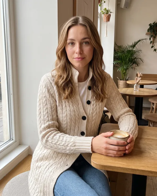 Satin Eve styling: Cable Knit Longline Cardigan